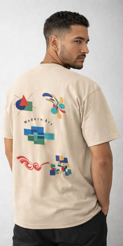 Men's Oversized Tee — Minimalist Modern Art Graphic Shirt